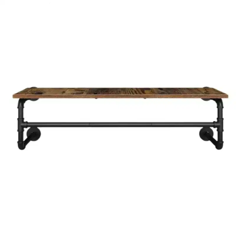 Home Collection Industrial Pipe Wall Mounted Clothes Rack with Top Shelf
