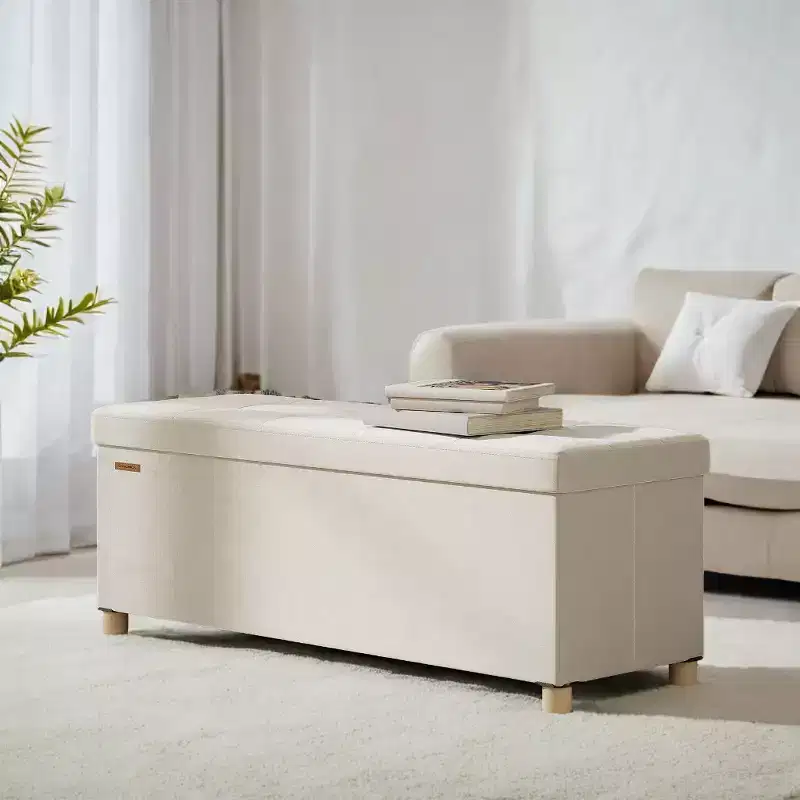 Storage Ottoman Bench, Storage Chest with Lid, 15 x 43.3 x 15.7 Inches, Foot Rest Stool, 30 Gal. (112 L), for Bedroom, Living Room
