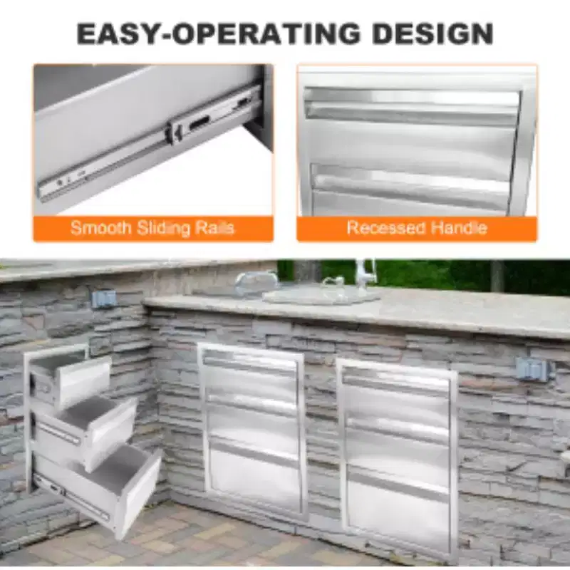 3-Tier Stainless Steel Drawer Cabinet