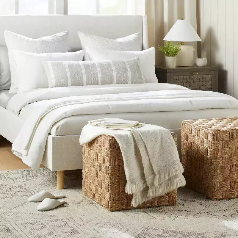 Lynwood Checkerboard Wicker Cube Naturals - Threshold™ designed with Studio McGee