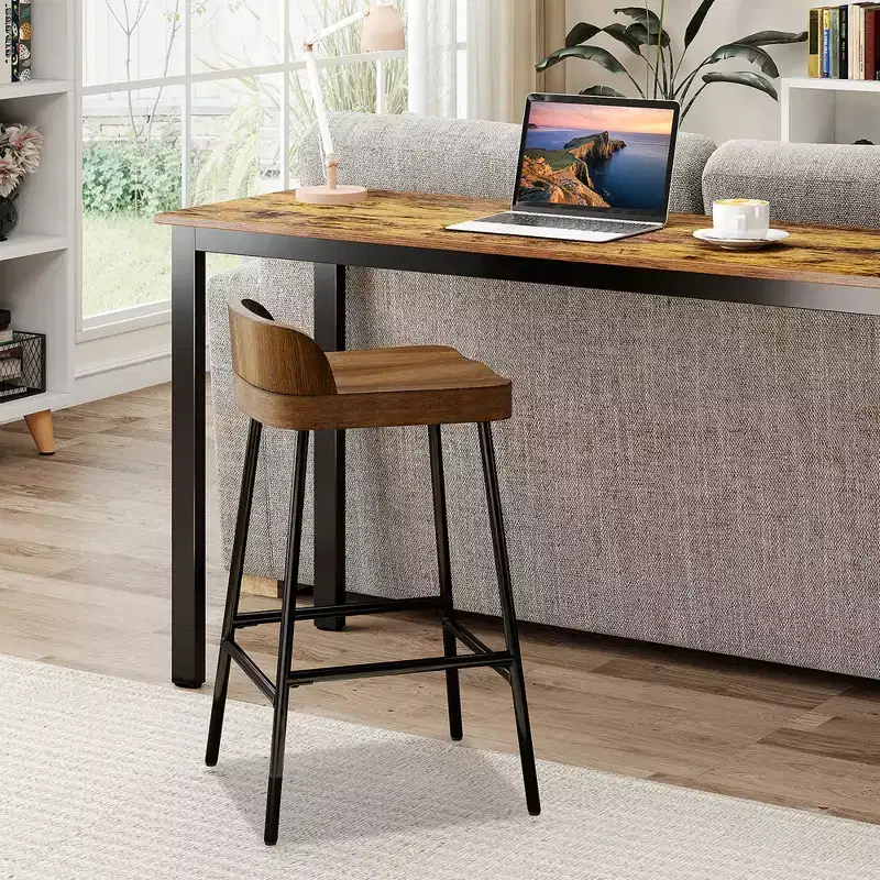 Industrial Bar Stool 24.5 Saddle Seat Kitchen Dining Stool with Low Back