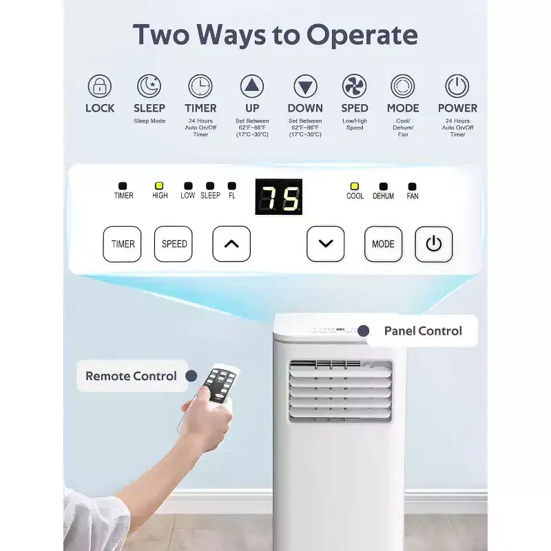 ZAFRO 8,000 BTU Portable Air Conditioners, Air Conditioners for Room up to 350 Sq.ft, Portable for Home/Office/Dorms, White