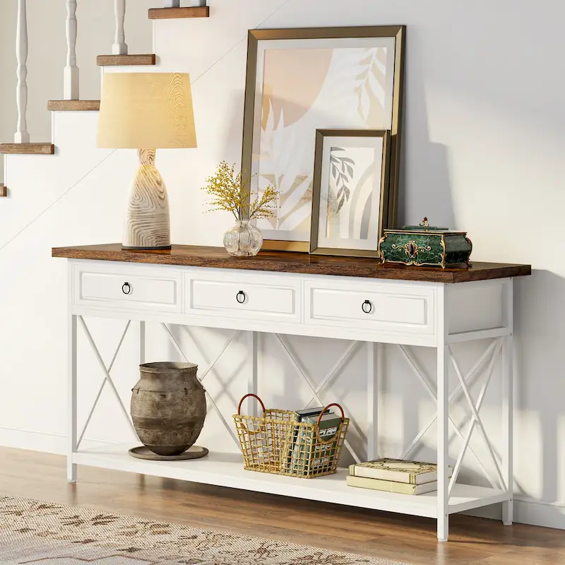 70.8 Farmhouse Console Table with 3 Drawers