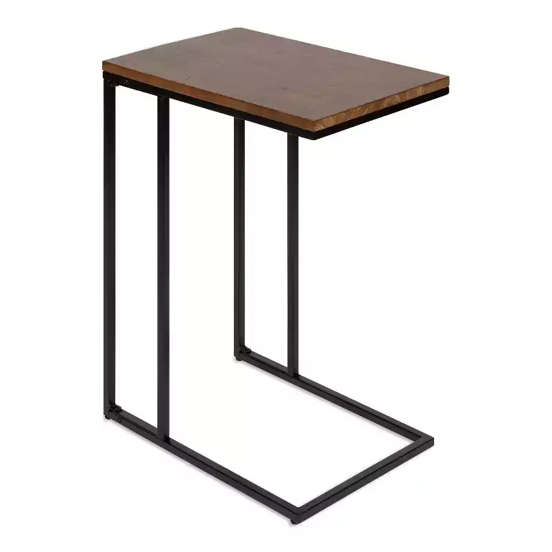 Kate and Laurel Lockridge Rectangle Wood C Table, 19x12x27, Walnut Brown