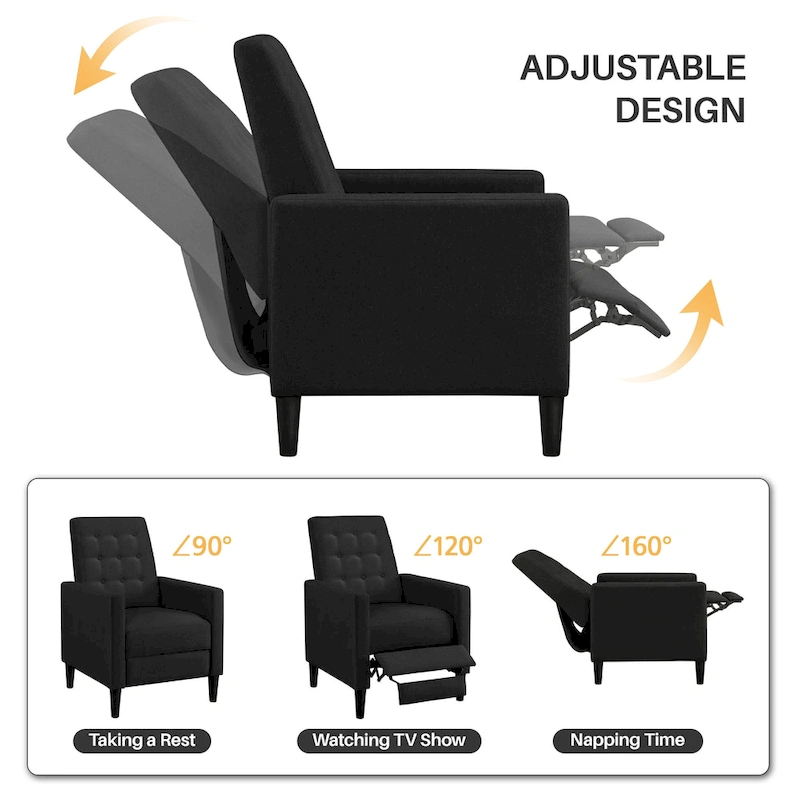 Yaheetech Fabric Recliner Sofa Single Reclining Chair Adjustable Back