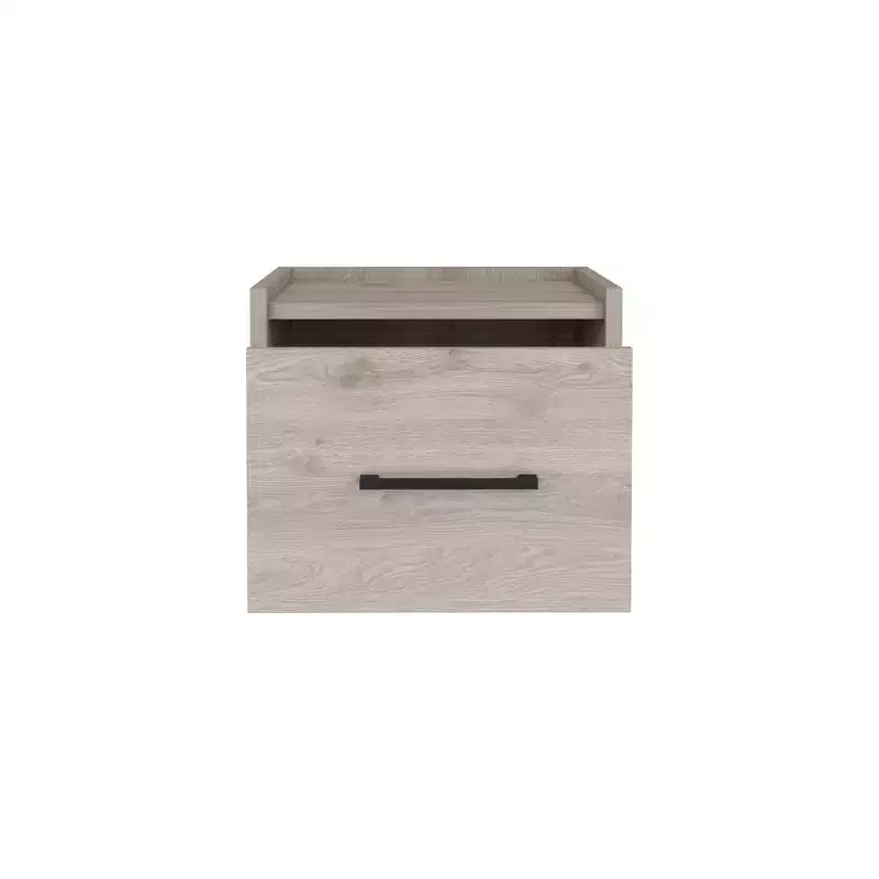 10 Gray Wood One Drawer Floating Nightstand