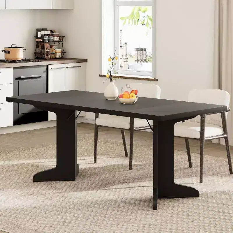71 Modern Dining Table - Seats 6-8 with Unique Wooden Legs for Kitchen & Dining Room