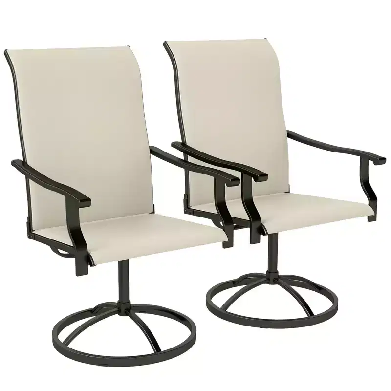 Outsunny Patio Swivel Chairs Set of 2, High Back Patio Dining Chairs with All-Weather Mesh Fabric and Metal Frame for Backyard, Porch or Garden