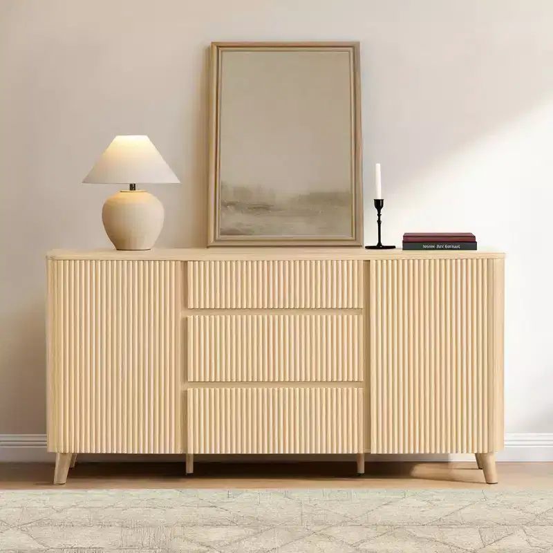 62-Inch Sideboard Cabinet, Modern Buffet Cabinet with Storage