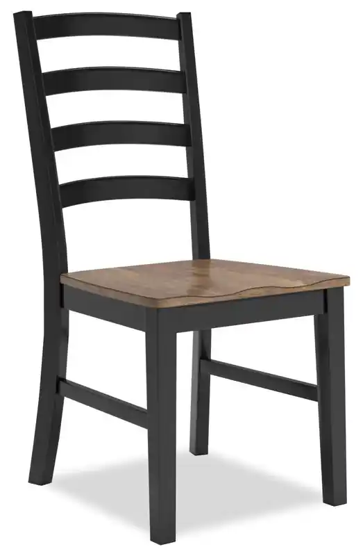 Dining Chair, Ladder-Back - Two-Tone Black & Brown