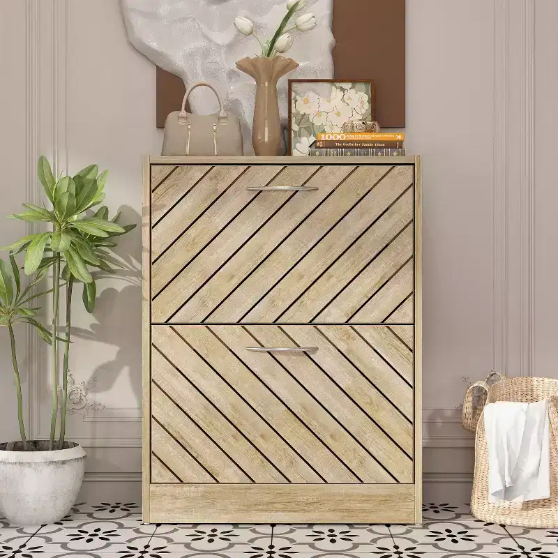 Entryway Shoe Cabinet With Flipped 2 Drawers