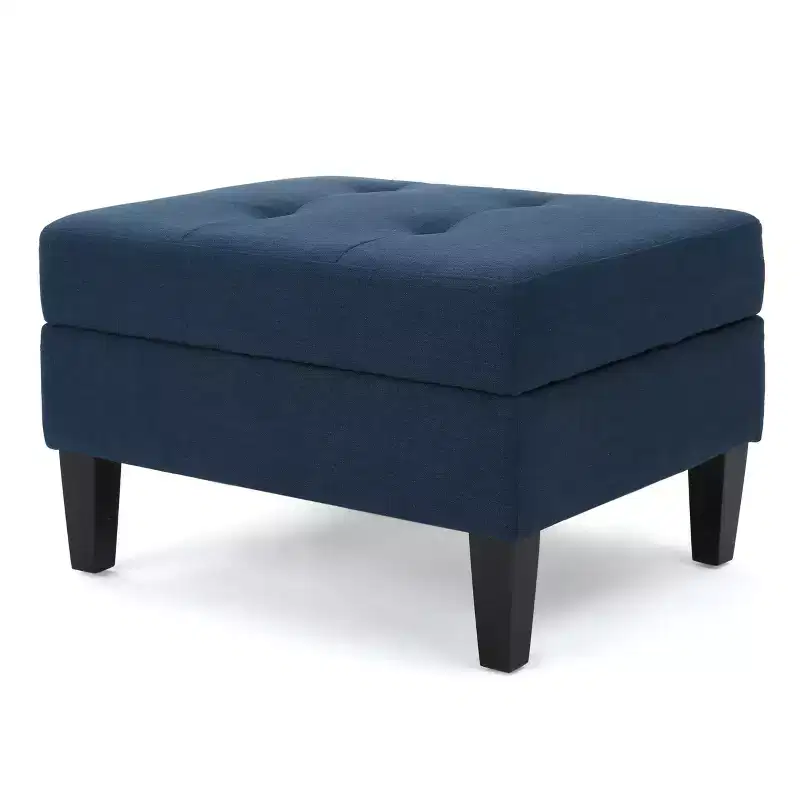 TUYOHW 28 Modern Wood Ottoman with Storage Rectangle Storage Bench with Button Tufted Top Foot Stool Ottoman for Bedroom, Living Room