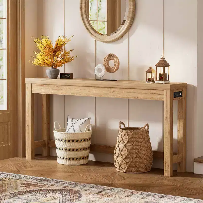 63-In Console Tables with Charging Station, Entryway Table