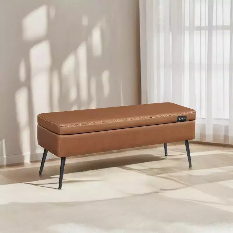 Storage Ottoman Bench, Entryway Bedroom Bench, Storage Bench Safety Hinges, Loads 660 lb