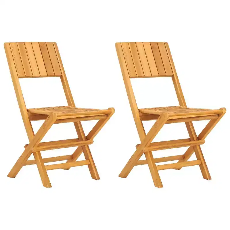 vidaXL Set of 2 Folding Garden Chairs in Solid Teak Wood