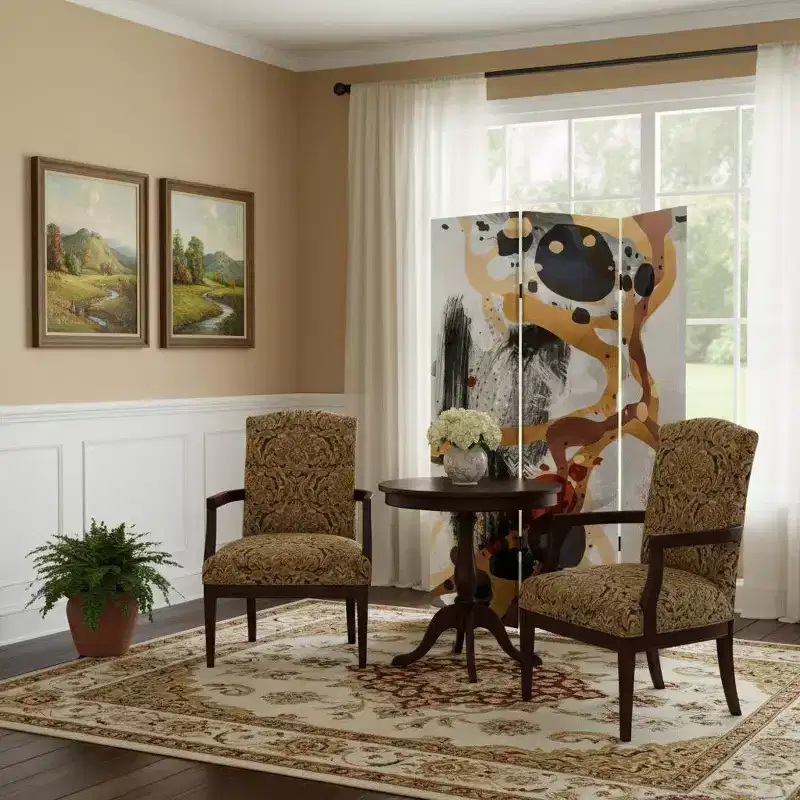 Black & White Canvas Folding 3-Panel Room Divider