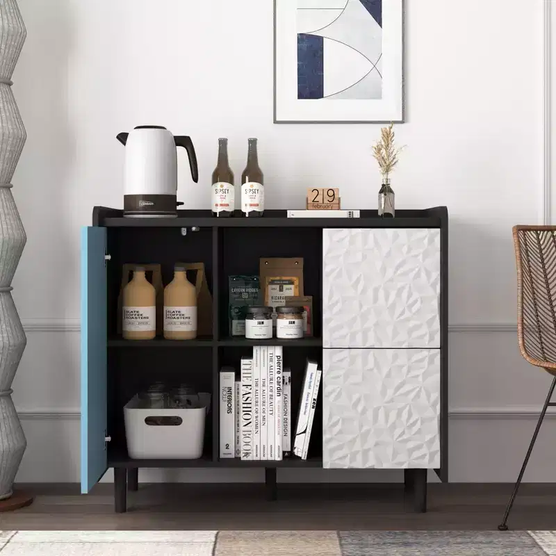 Modern Sideboard Buffet Cabinet, Storage Cabinet with 1 Door and 2 Drawers, Bar Cabinet for Living Room, Entryway, Hallway, Office
