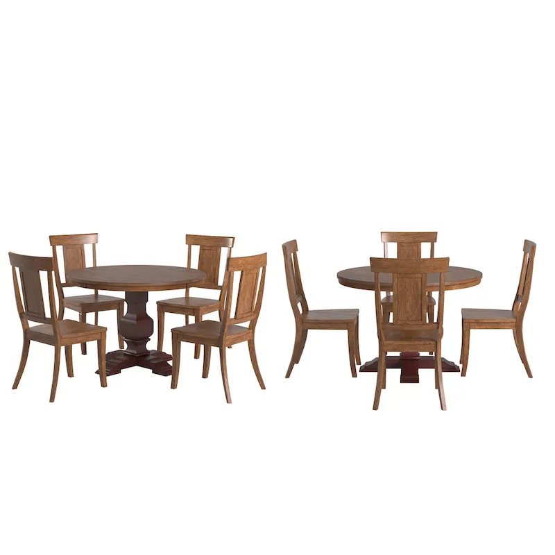 Ronda 45 Round Solid Wood Top Dining Set with Panel Back Chairs