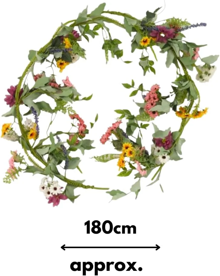 Artificial Flower Garland UV Resistant Outdoor Decoration 6ft