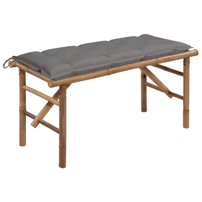 Garden Bench Bamboo Bamboo frame and polyester cushion 46.5 in