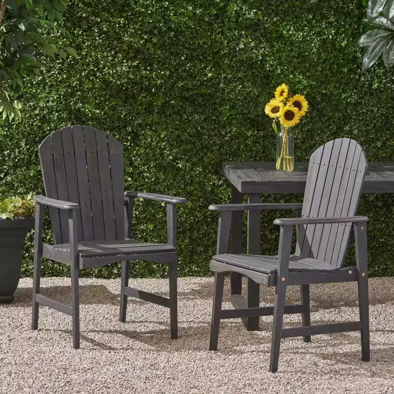 TUYOHW Acacia Wood Adirondack Dining Chairs Set of 2,Outdoor Weather Resistant Patio Chairs,300lb Capacity
