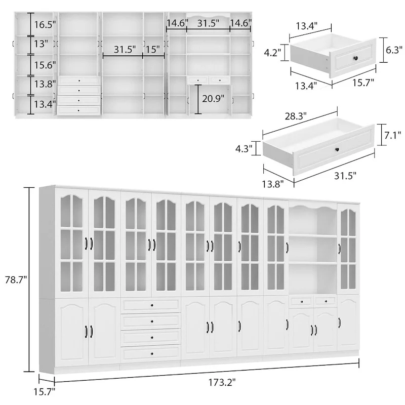 Kitchen Cabinet Clear Visibility Tempered Glass Showcase Cabinet