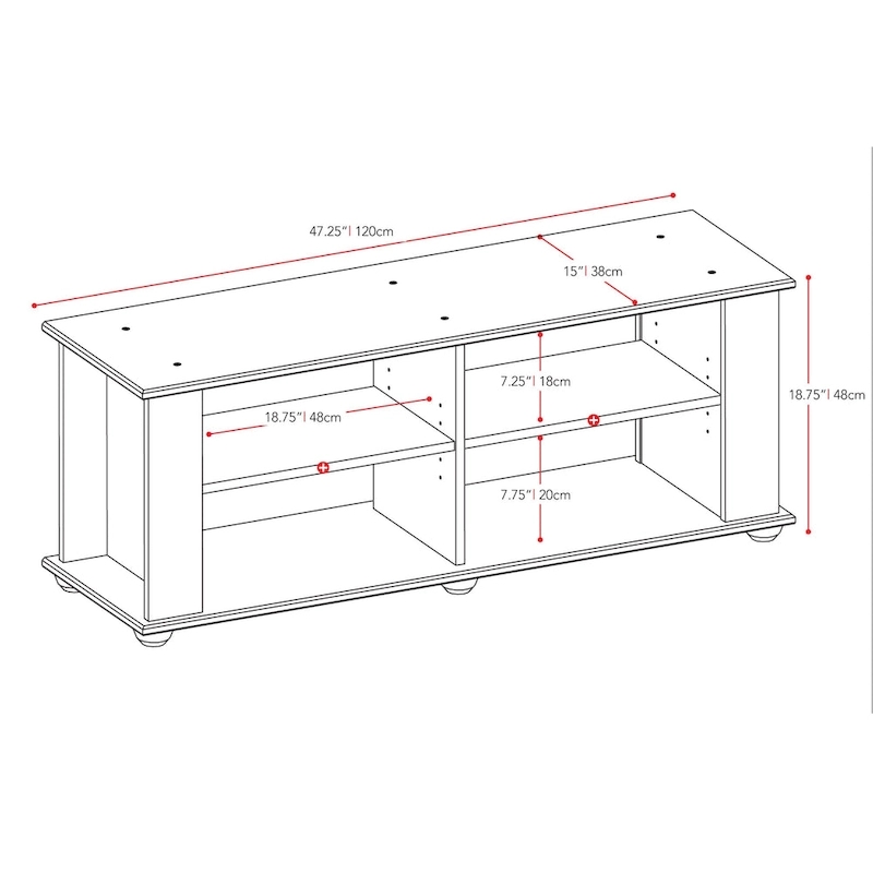 Black TV Stand, accommodates TVs up to 55 or 75