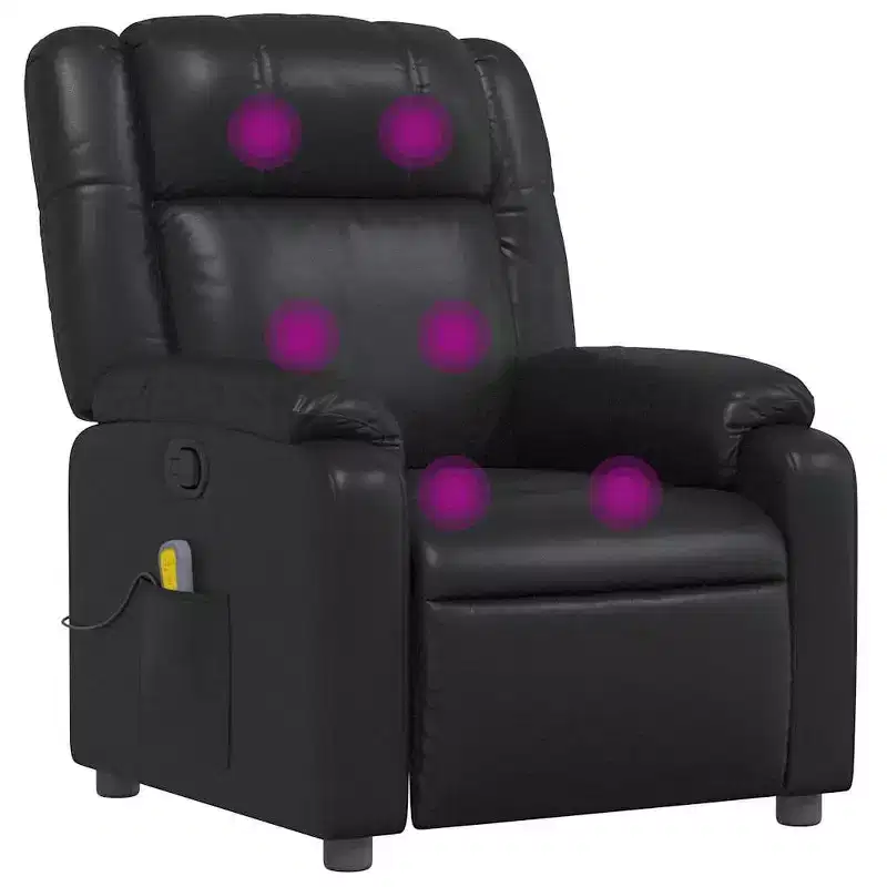 Massage Recliner Chair - Adjustable with 6-Point Vibration Massage, Black Faux Leather