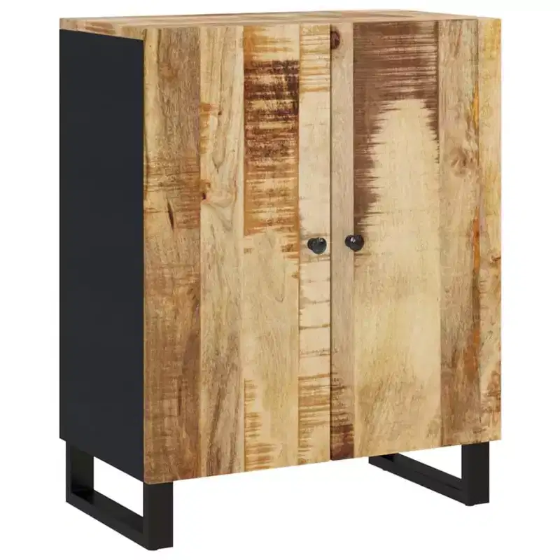vidaXL Sideboard Black Solid mango wood Medium Doors Sideboard