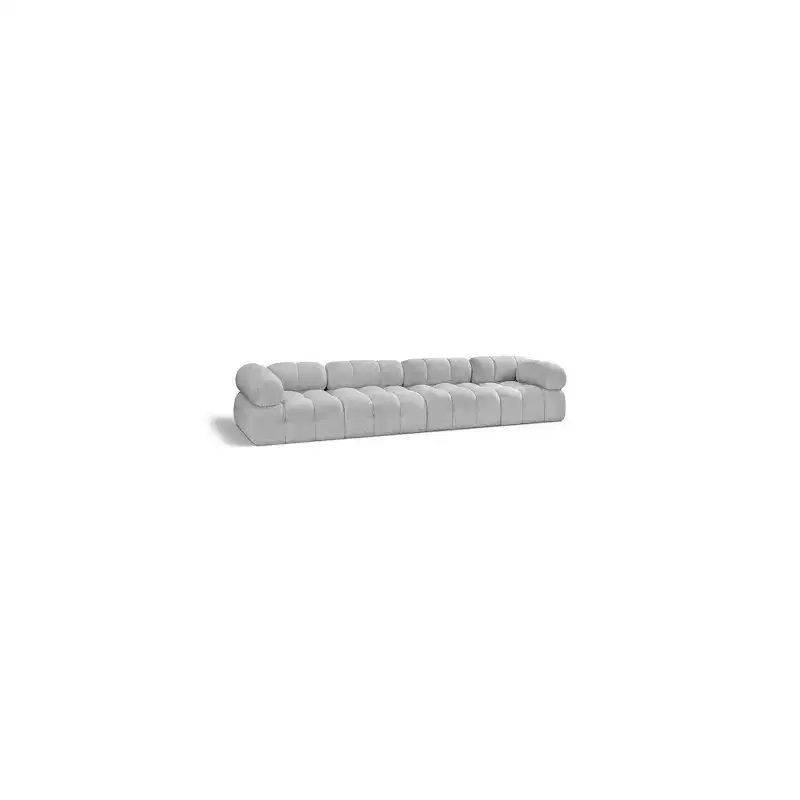 Grey Boucle Fabric Modular Sofa, 1-Seat