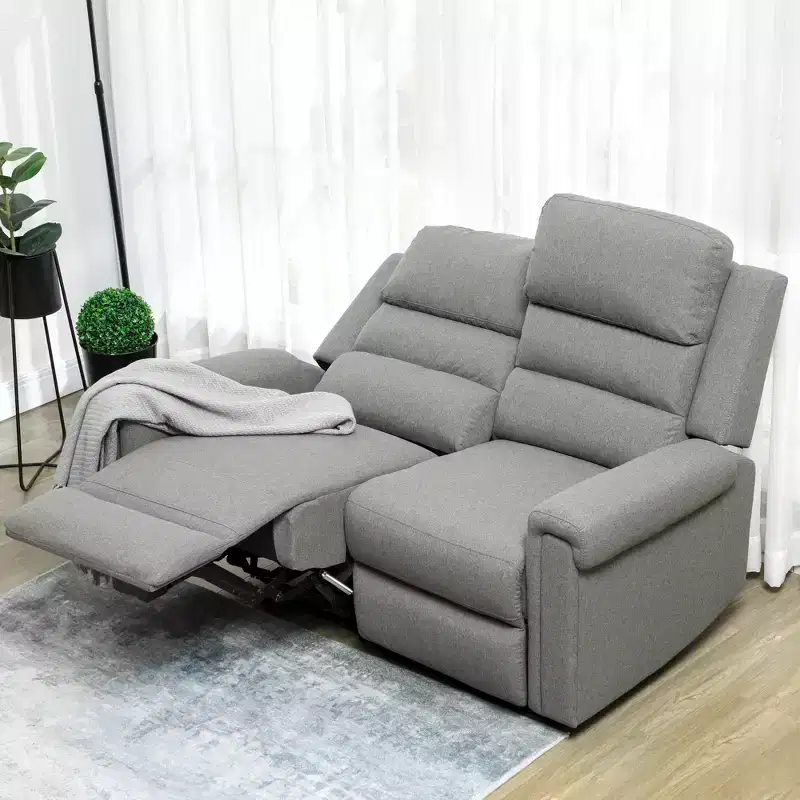HOMCOM Modern Loveseat Recliner Sofa with Thick Sponge Padding, 2 Seater Couch Recliner Couch Manual Reclining Sofa Loveseat Couch