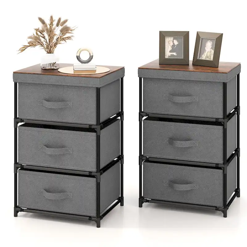 3 Drawers Dresser Fabric Storage Tower Organizer Unit Tall