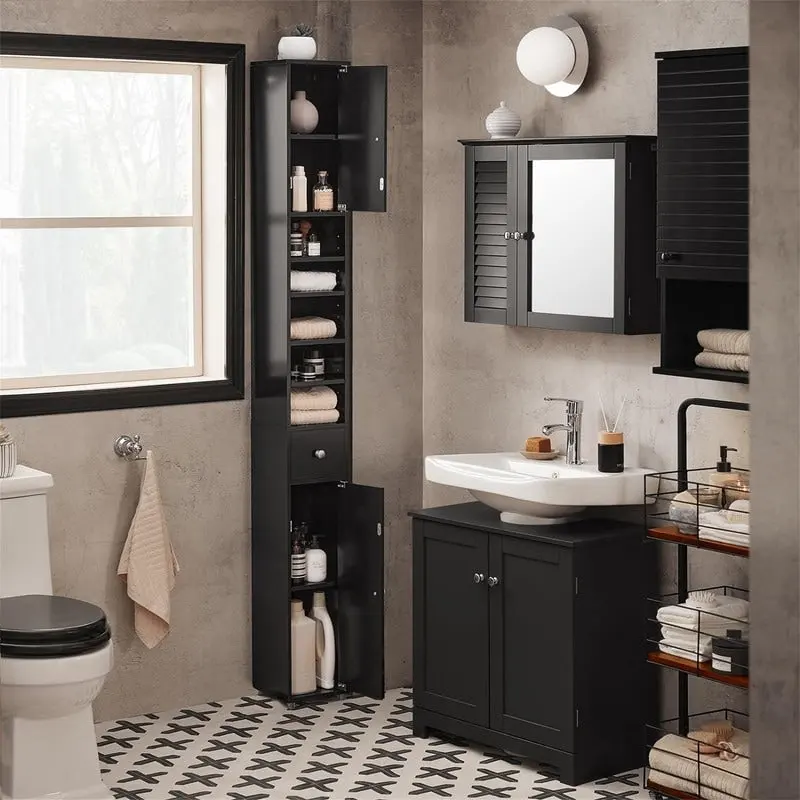 Black Bathroom Tall Cabinet - 7.87D x 7.87W x 70.87H