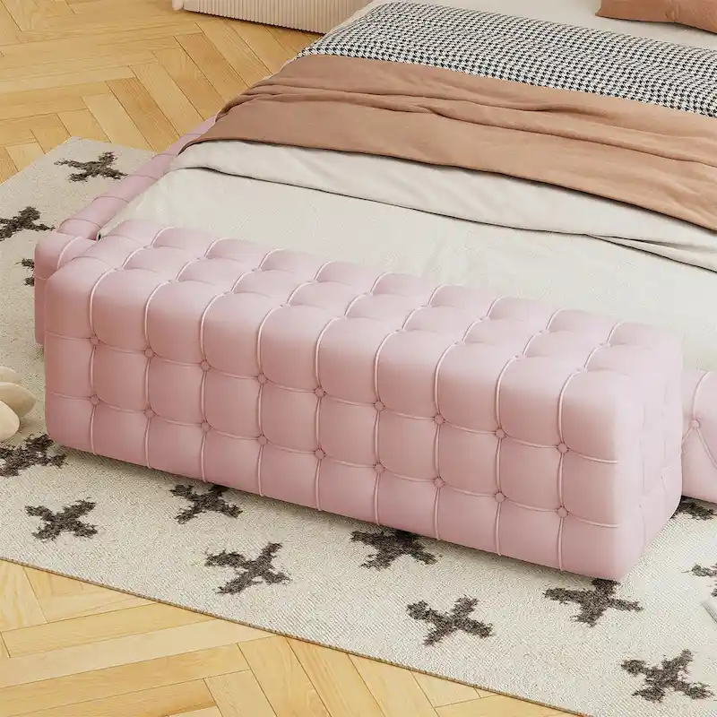 All Covered Velvet Upholstered Ottoman