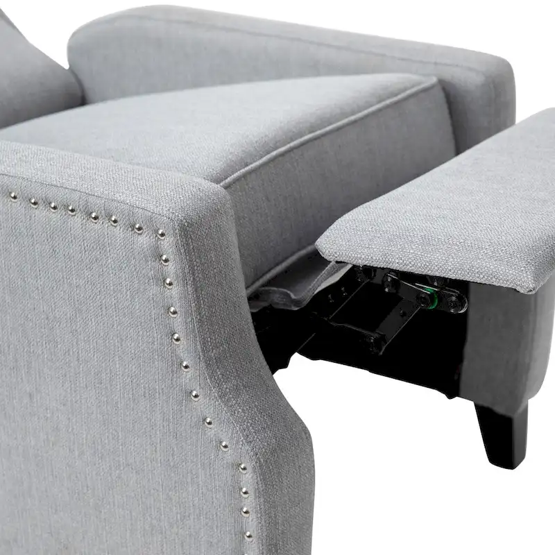 Push Back Wing Back Pocket Spring Recliner with Side Accent Nail Trim