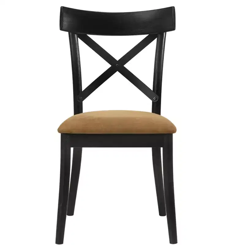 Faux Leather and Rubberwood Dining Chairs (Set of 2)
