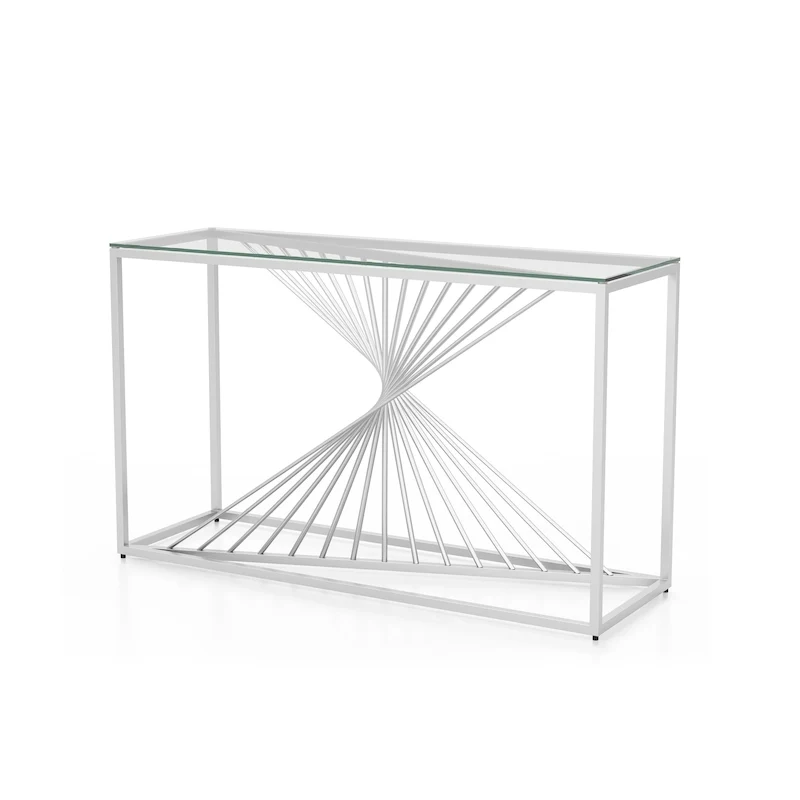 Limback Contemporary 47-inch Glass Top Geometric Sofa Table by
