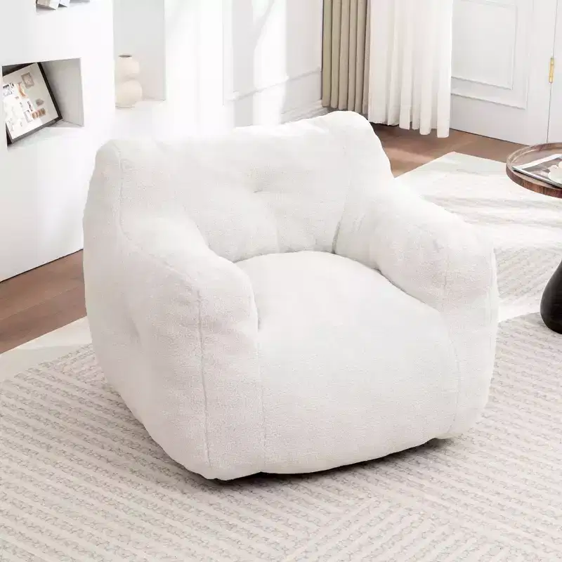 Bean Bag Chair with Arms, Teddy Giant Bean Bag Sofa with High-Density Foam, Floor Chairs for Adults, Bean Bag Couch for Living Room