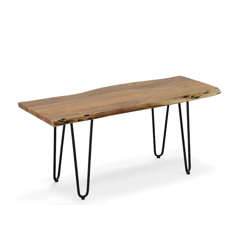 Carolina Living Seti Live Edge Coffee Table/Bench - Elm Top - Gold Base