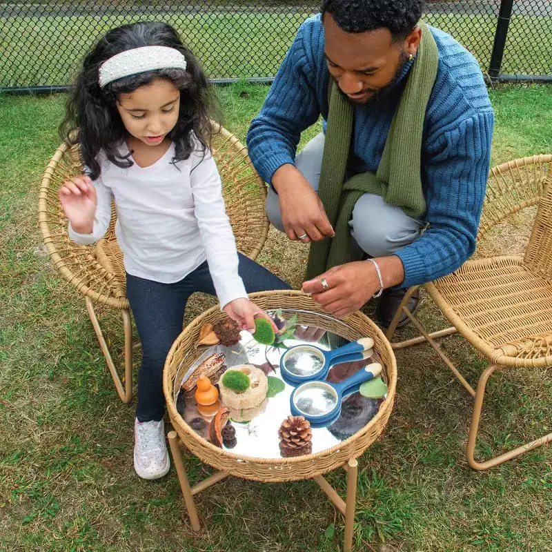 Kaplan Early Learning Washable Wicker Mirrored Table