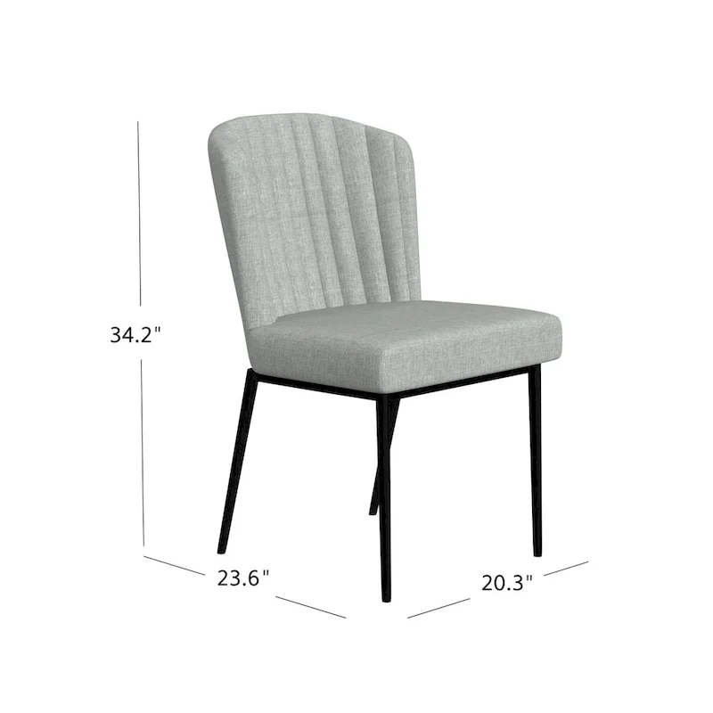 HomePop ChannelBack Dining Chair with Metal Legs-Gray Woven (set of 2)