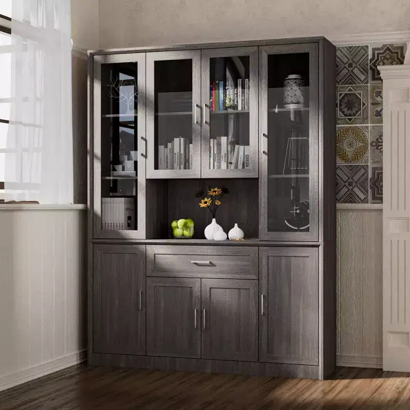 Famapy Kitchen Pantry Cabinet with Tempered Glass Doors,Glass Sideboard Buffet Table,Kitchen & Dining Room Storage Hub