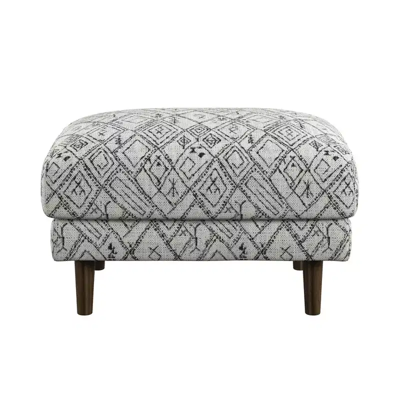 26.8'' Stylish Abstract Ottoman with Petroglyph Color Palette Design, Mid-Century Modern Accent Footrest Ottoman for Living Room, Home Decor