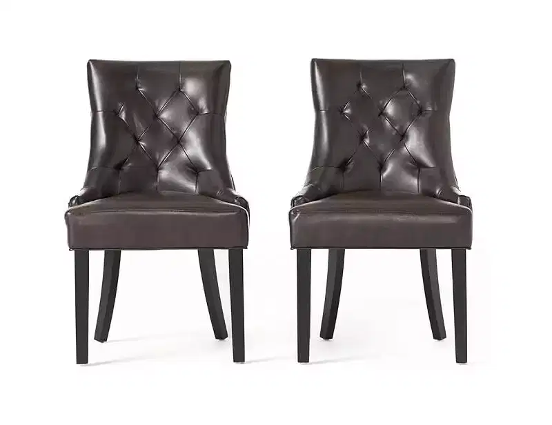 Dining Chairs Set of 2, Upholstered Side Chairs with Tufted Back and Wood Legs, Contemporary Kitchen Dining Room Chairs