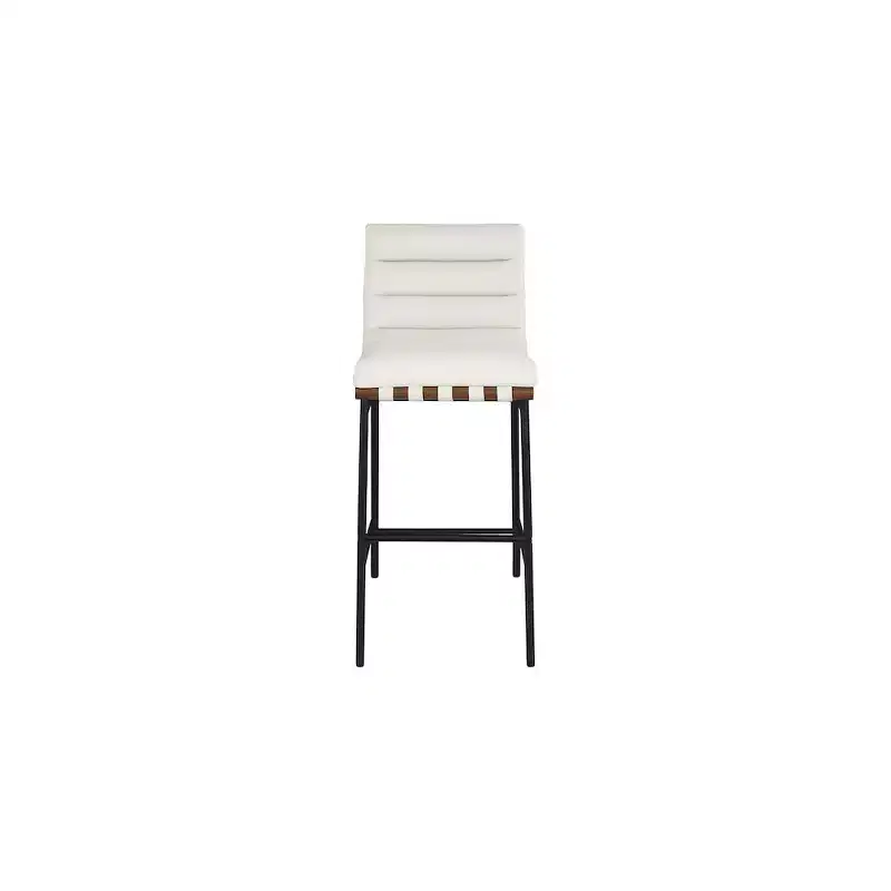 Meridian Furniture,Burke Cream Vegan Leather Bar Stool