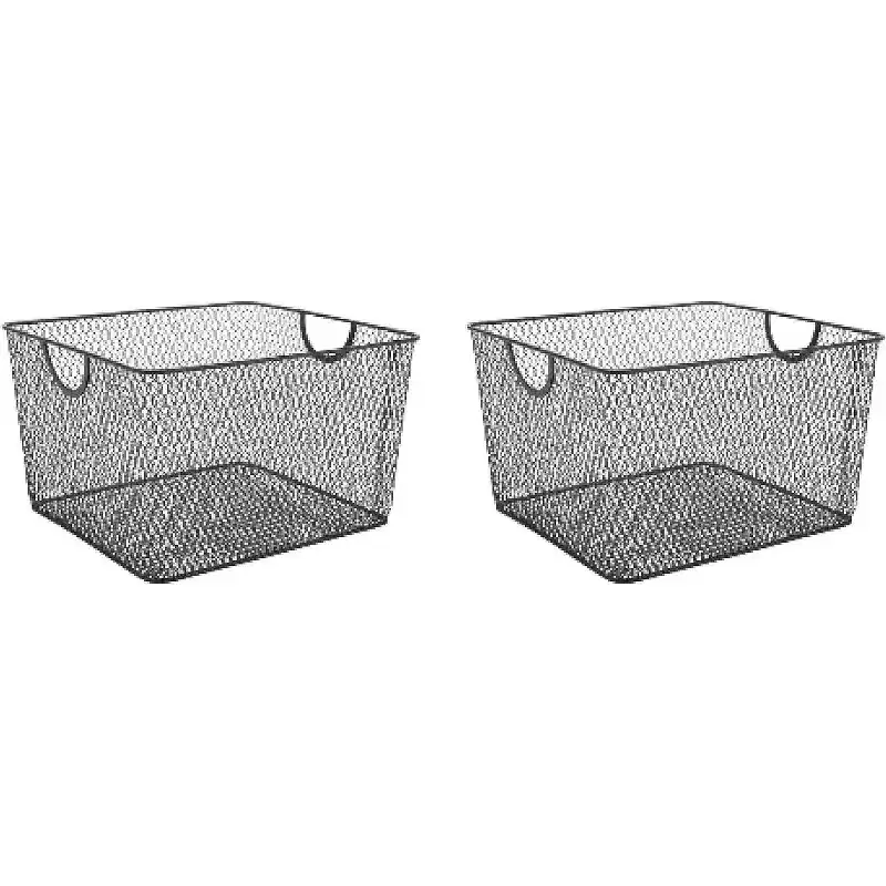 Black Mesh Open Storage Basket, Pack of 2