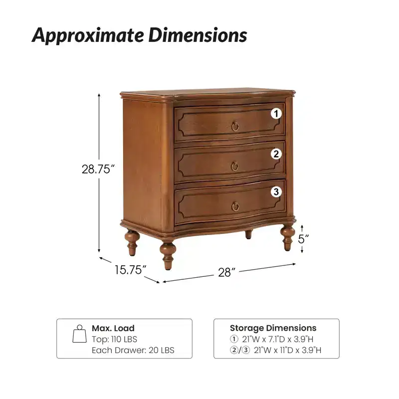 Linus 3-Drawer end table| ART OF LIVING DESIGNS