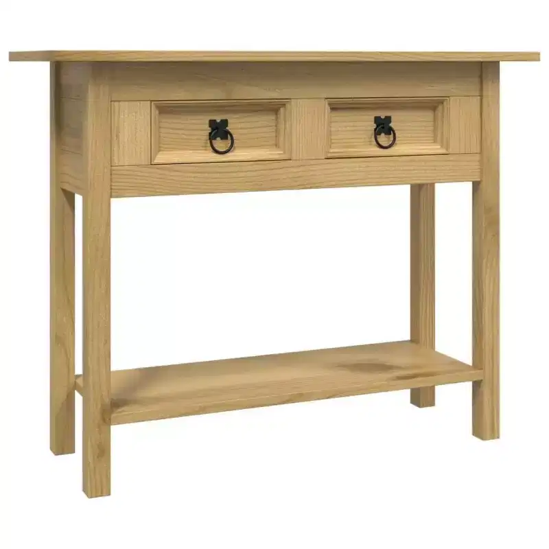 Console Table Brown Solid Waxed Pinewood 36.6 x 13.6 x 28.7 in
