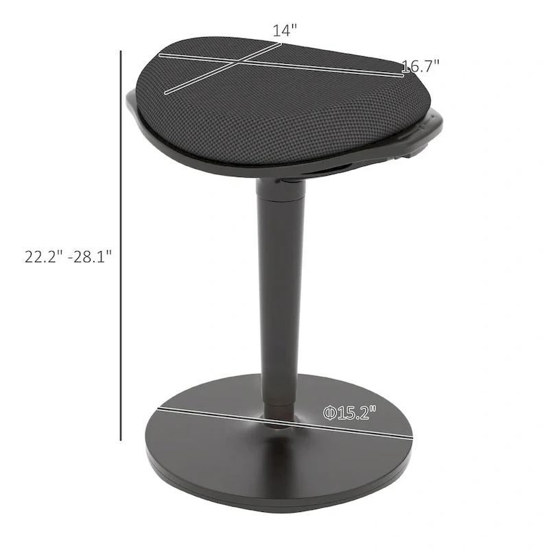 HOMCOM Standing Desk Chair, Ergonomic Backless Wobble Stool, Height Adjustable Tall Office Chair 22.2-28.1 Inches