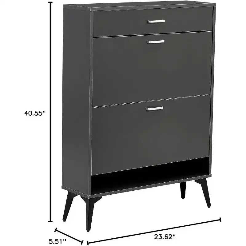 Acekool Tall Shoe Cabinet, Slim MDF Shoe Organizer, Scratch-Resistant, Entryway Storage, 31.5x9.4x43.3, Modern Space-Saving Design